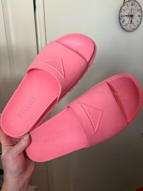 Prada Bubblegum Pink Rubber Slide Sandals